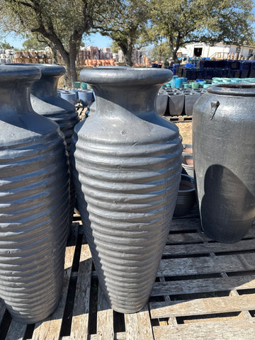 Matte Black Tall Ripple Vase