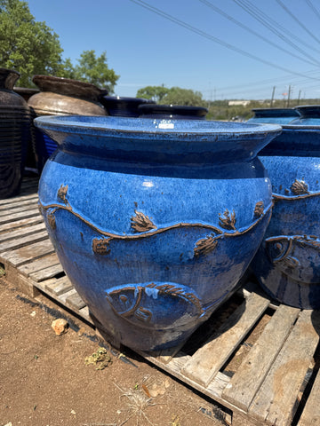 Blue Leaves and Fish Planter
