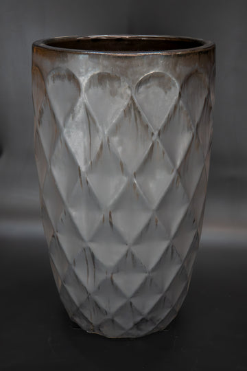 Tall Round Quilted Planter