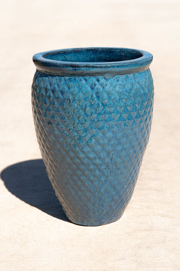 Dotted Blue Prism Planter with Rim