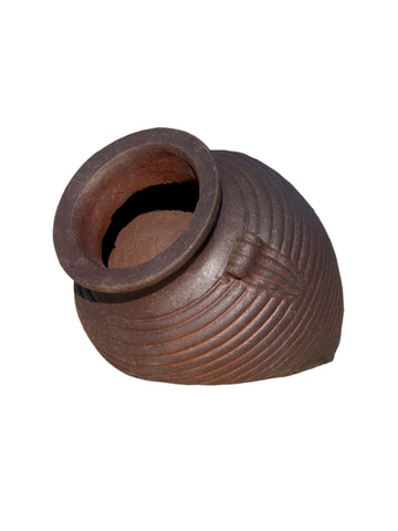 Black Clay Leaning Vase