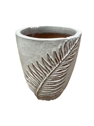 Antique White Coconut Leaves Planter
