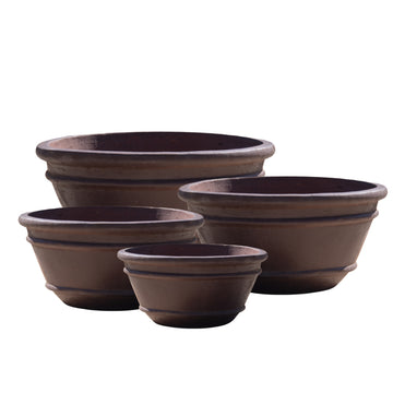 Black Clay Lipped Bowl Planter