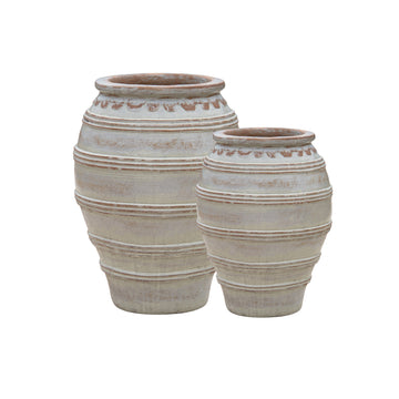 Rustic White Olive Jar
