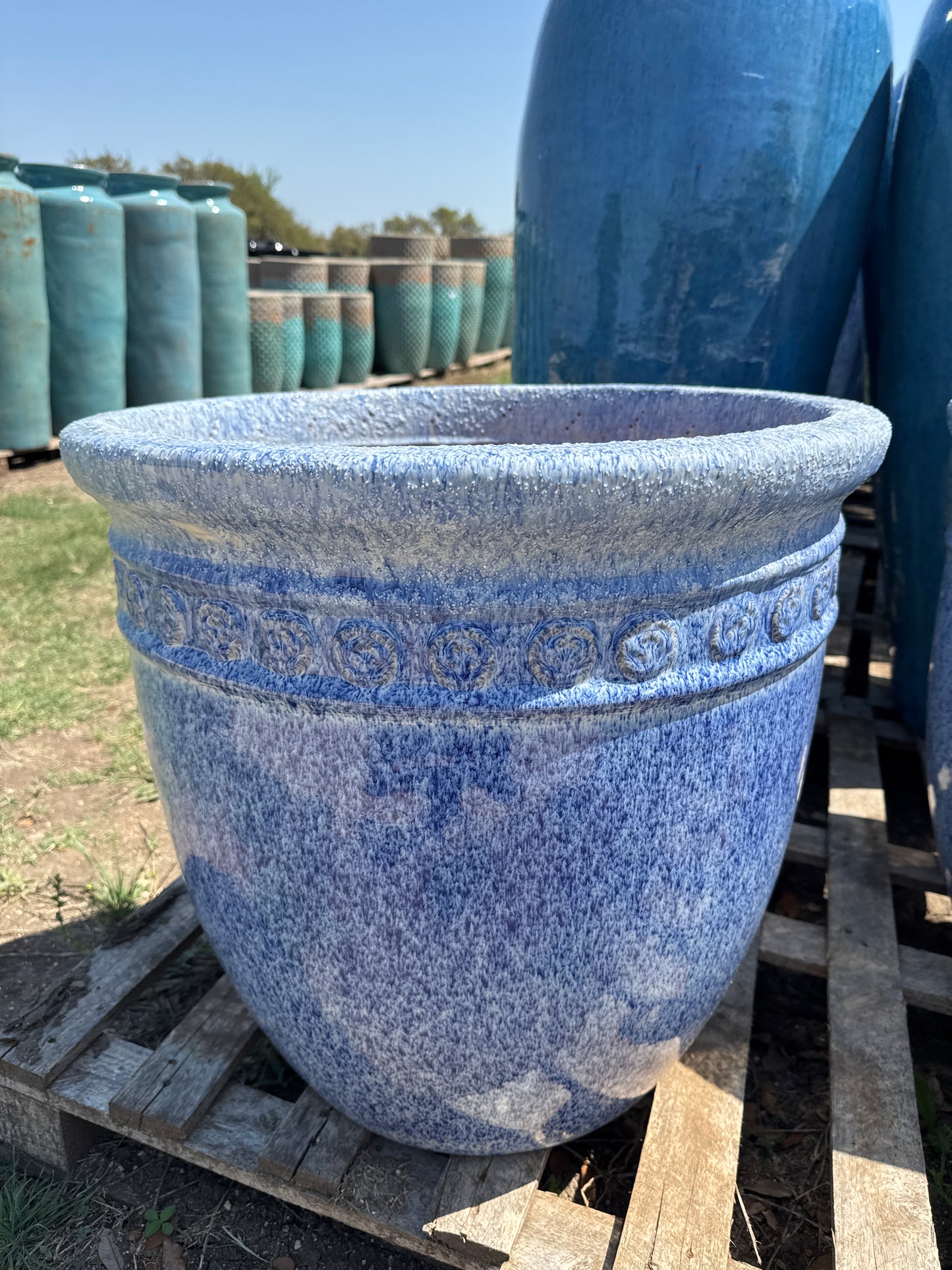 Sandy Falling Blue Coin Planter