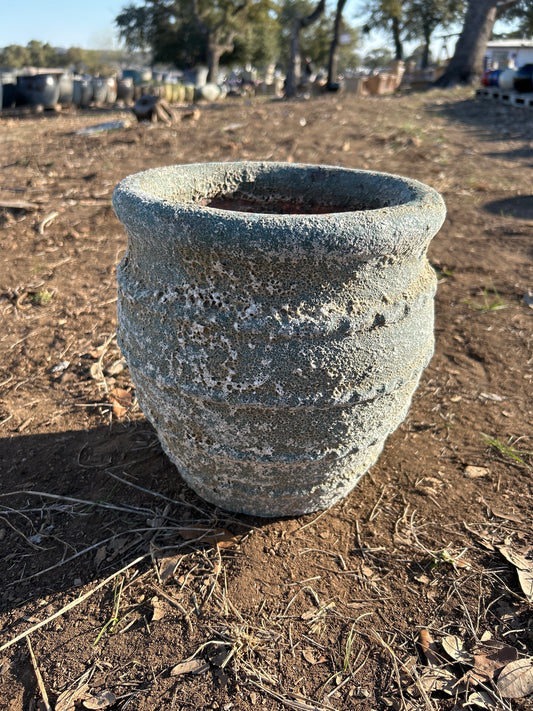 Snow Green Banded Planter 10"