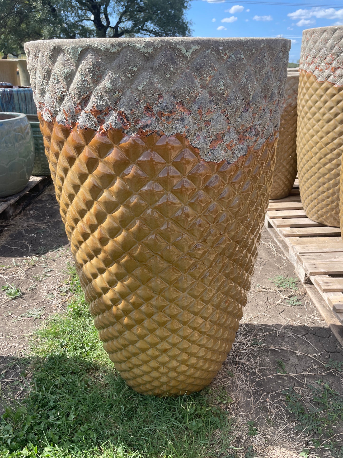 Volcanic Yellow Cream Diamond Prism Planter 39"