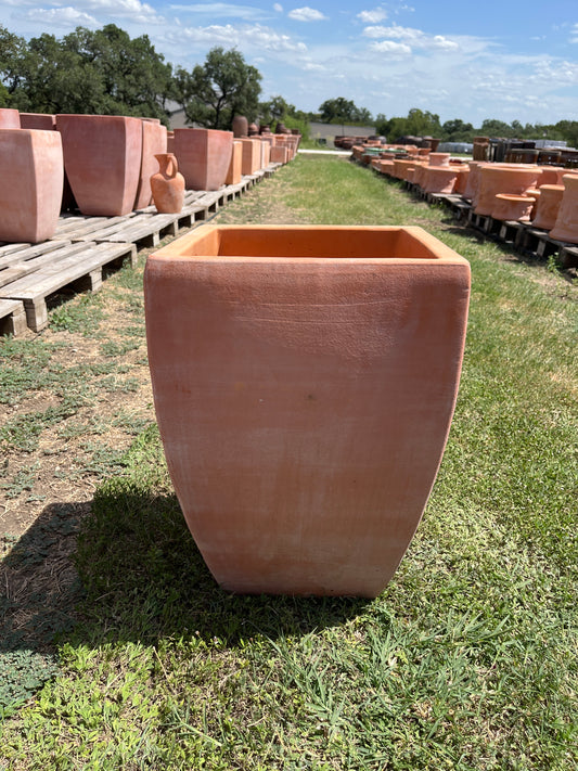 Terracotta Bowed Square Planter 20"