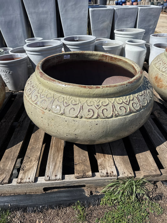 Rustic White Rococo Pot Belly Planter 18"