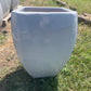 White Bowed Smoothed Square Planter 17"