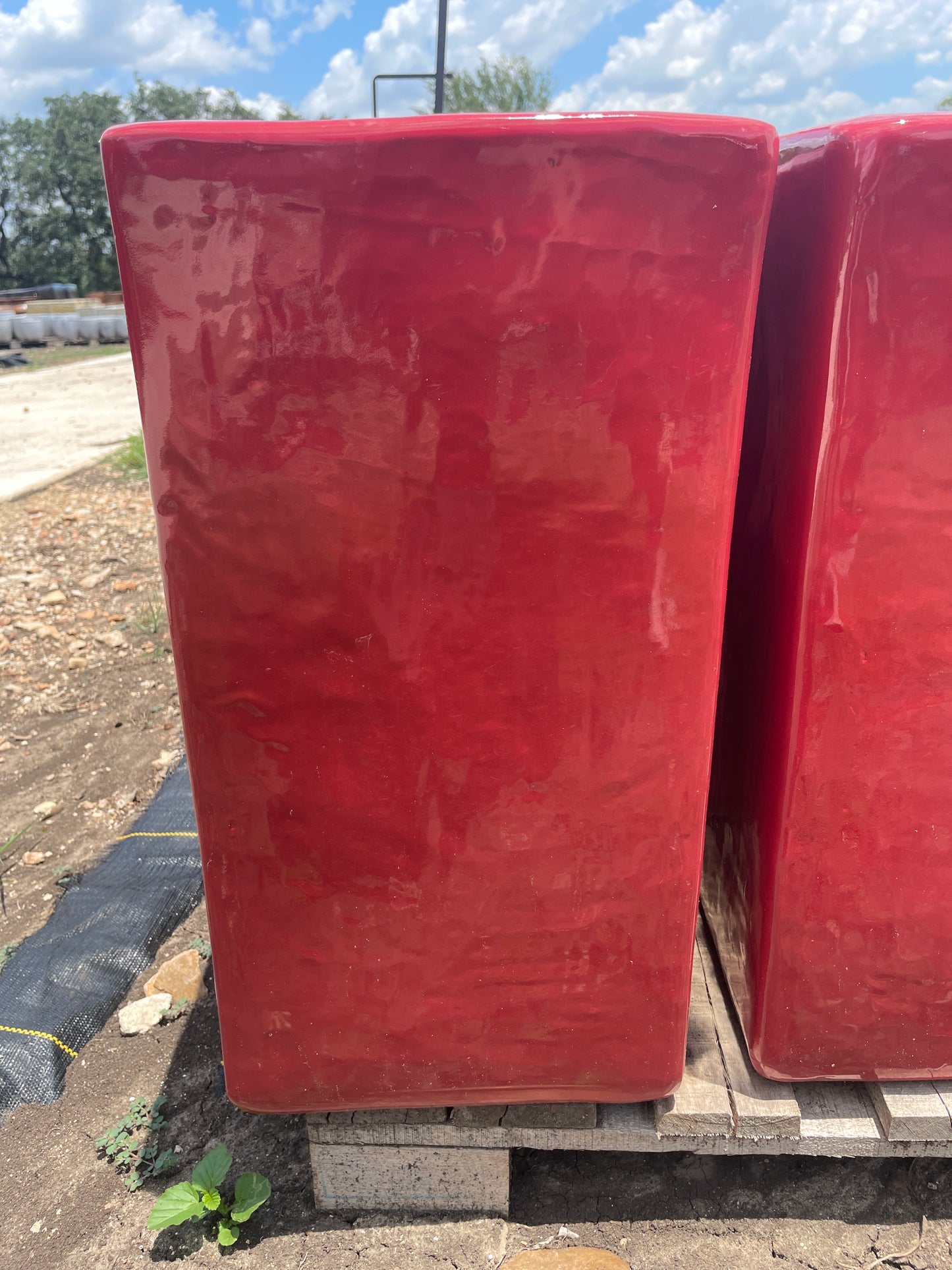 Red Tall Square Planter 17"