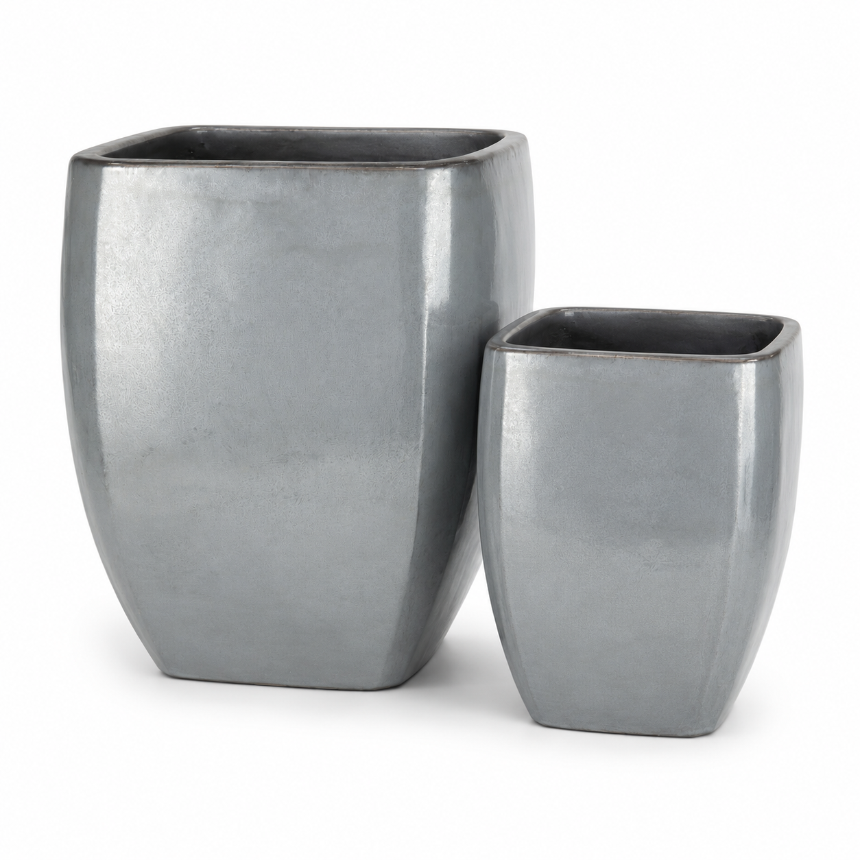 square ceramic flower pots Bowed Smoothed Square Planter