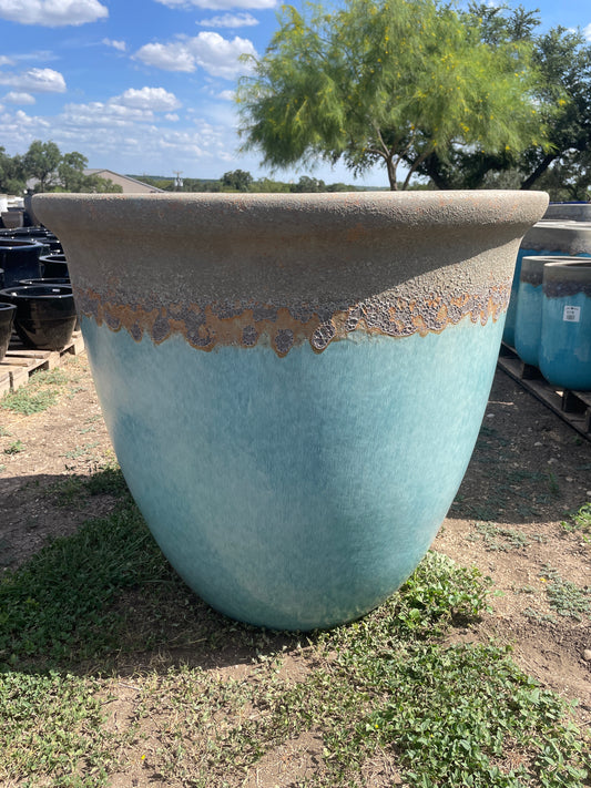 Volcanic Milky Blue Lipped Planter 32"