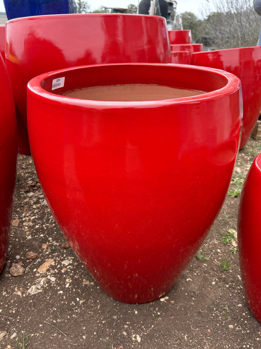 Red Bowed Smooth Planter 24"