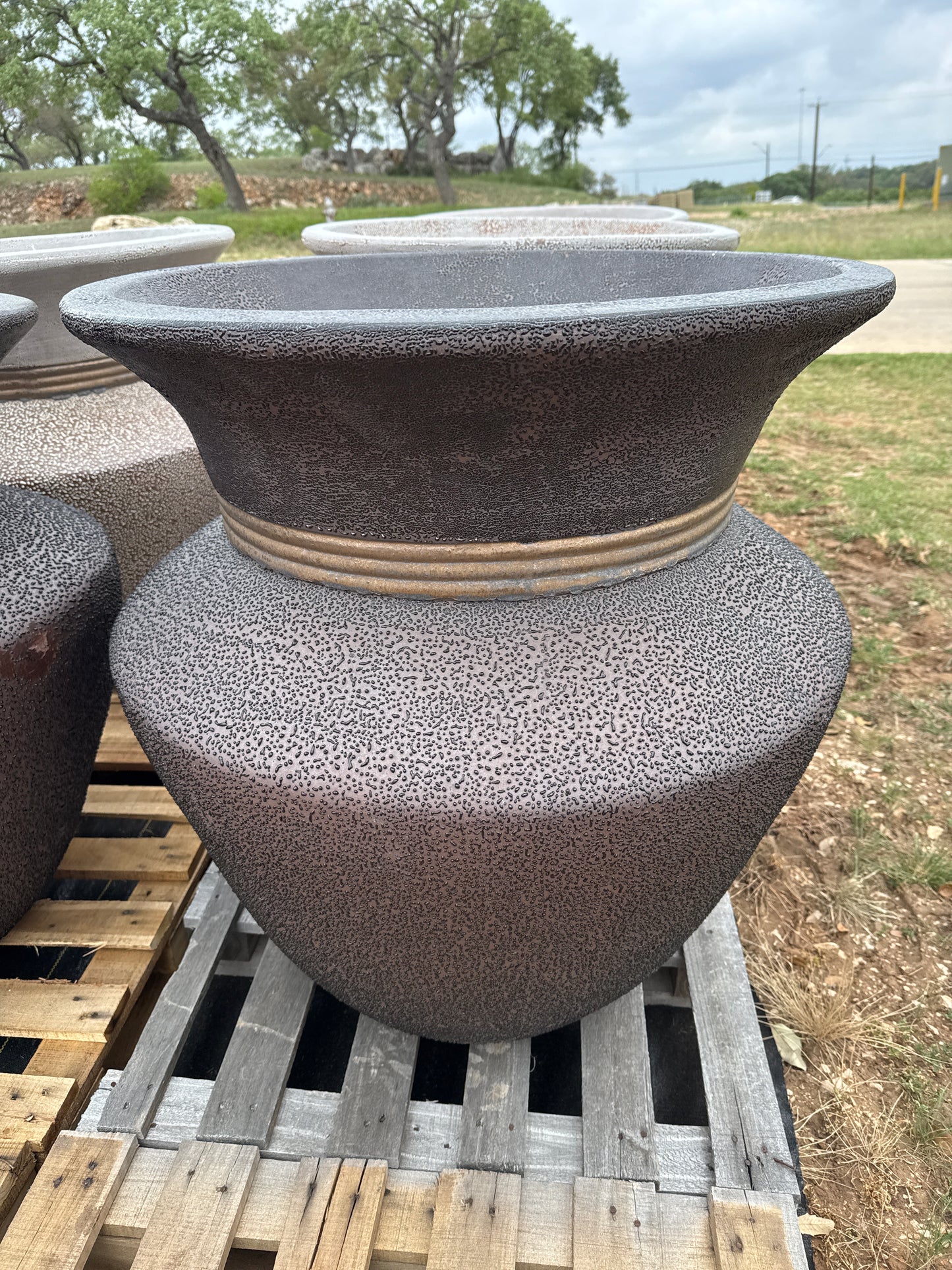 Pebbled Black Banded Bulb Planter