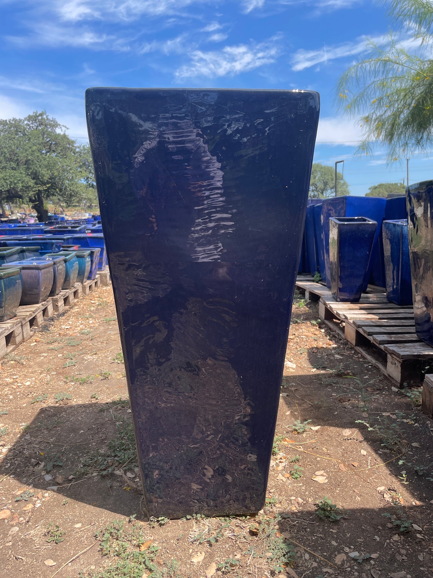 Dark Blue Tapered Square Planter 26"