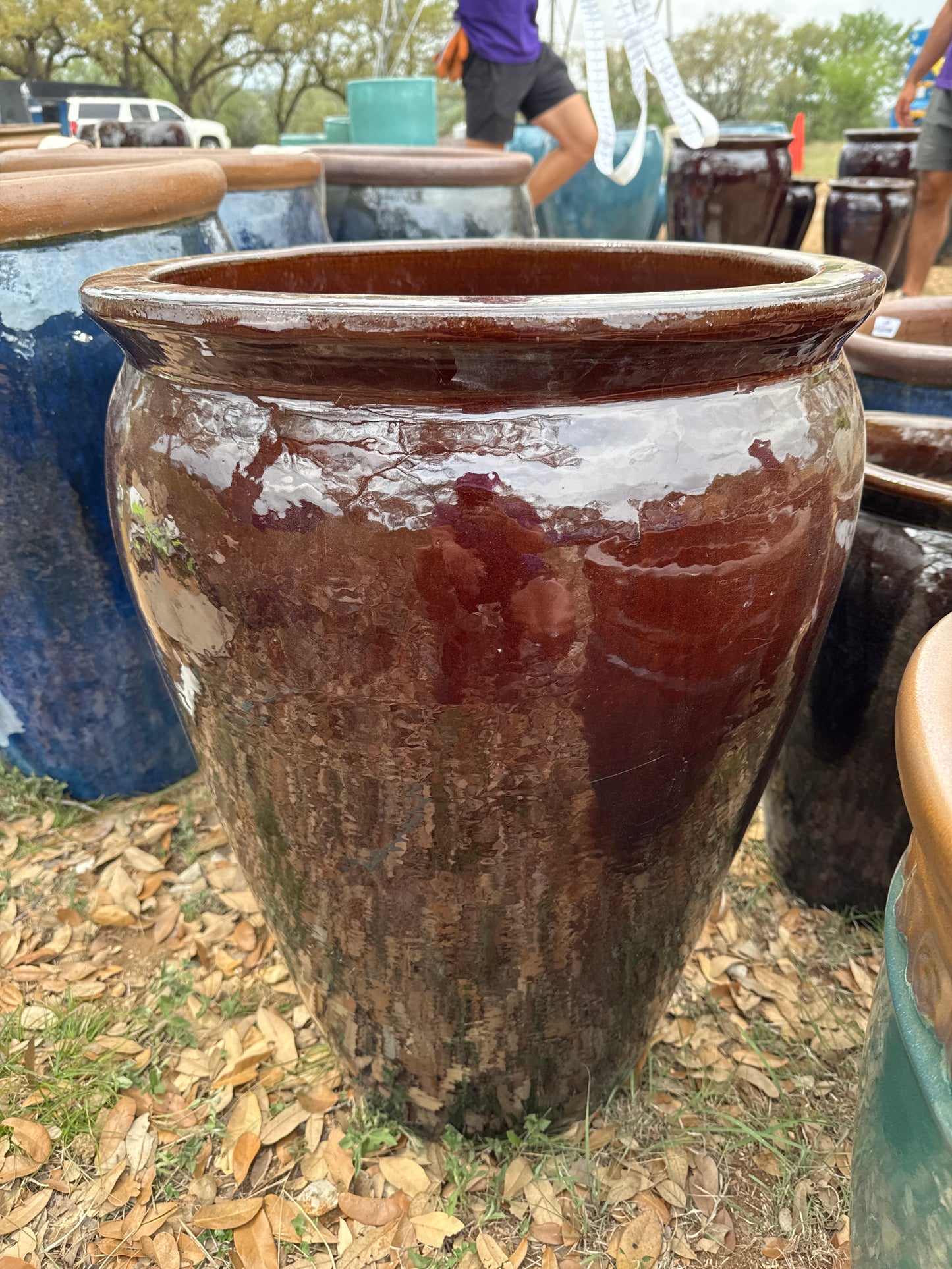 Spotted Brown Tapered w/Rim Planter