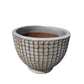 Rustic White Round Dimpled Planter w Base
