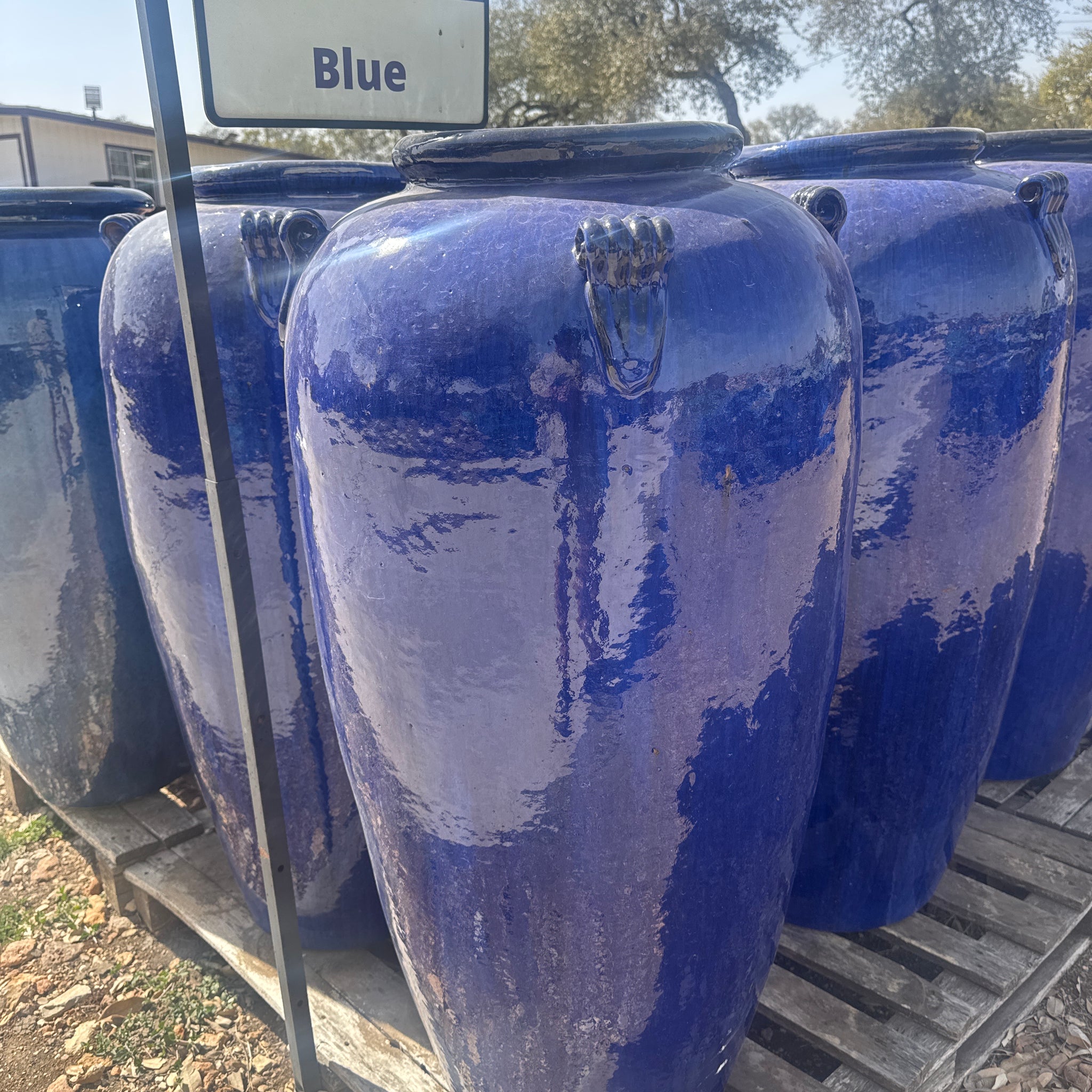 Blue Tall Jar w/Handles