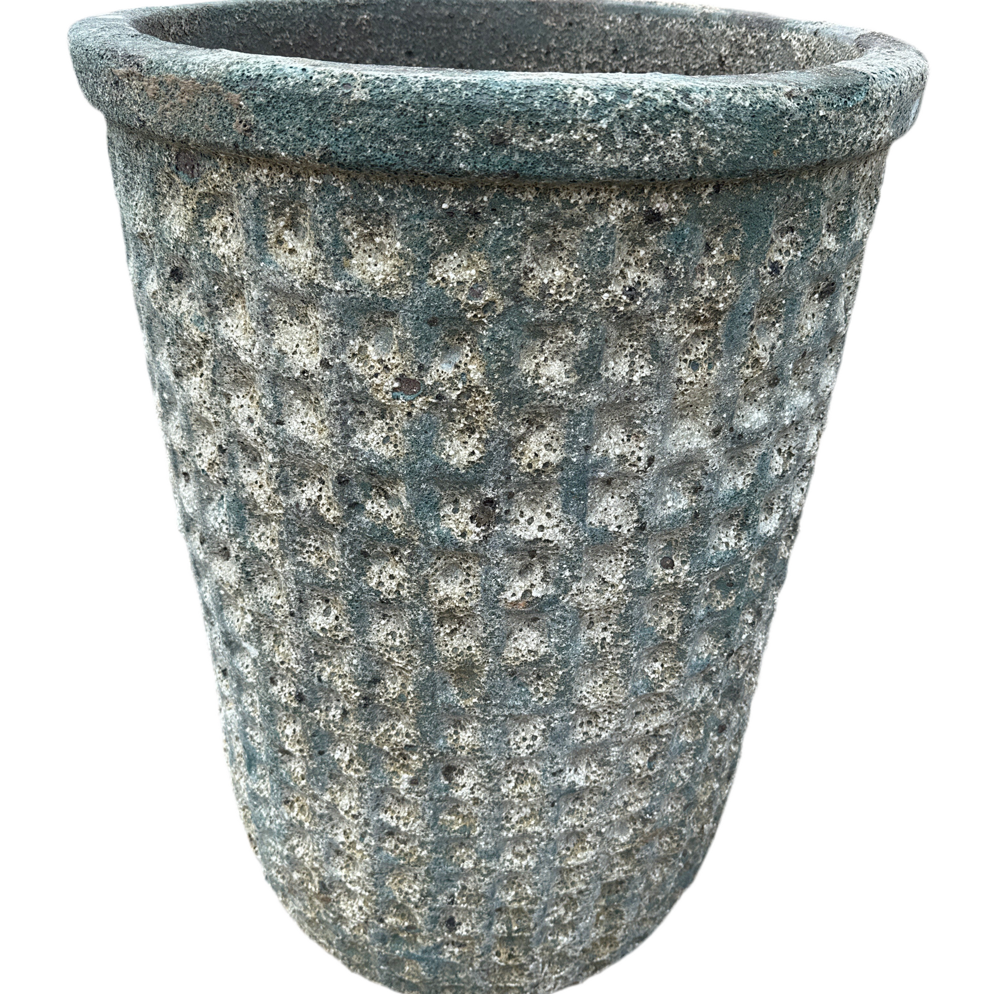 Snow Green Dimpled and Lipped Cylinder Planter