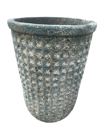 Snow Green Dimpled and Lipped Cylinder Planter