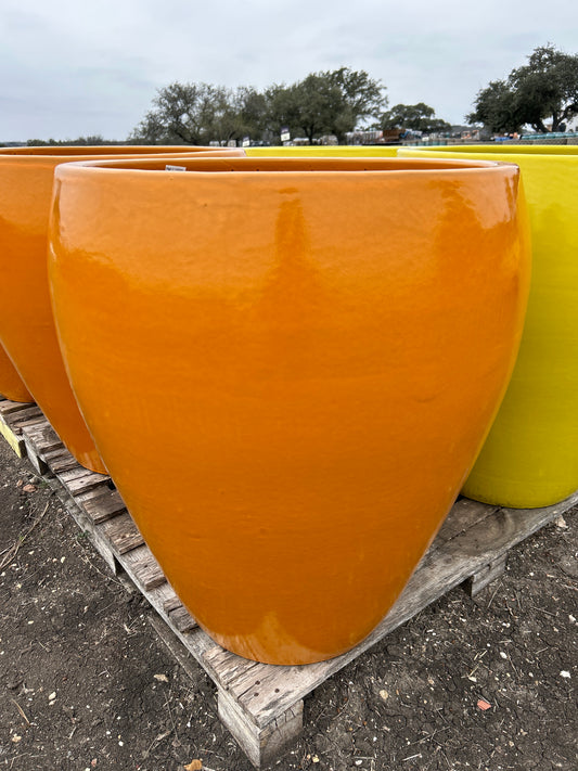 Orange Bowed Smooth Planter 29"