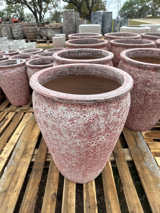Bubbled Red Tapered w/Rim Planter