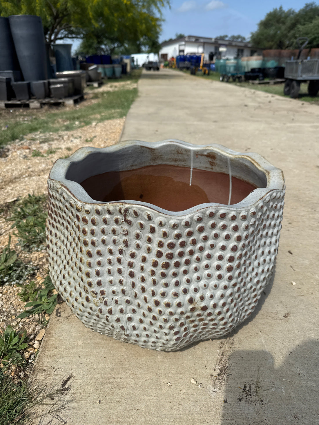 Rustic White Wide Planter
