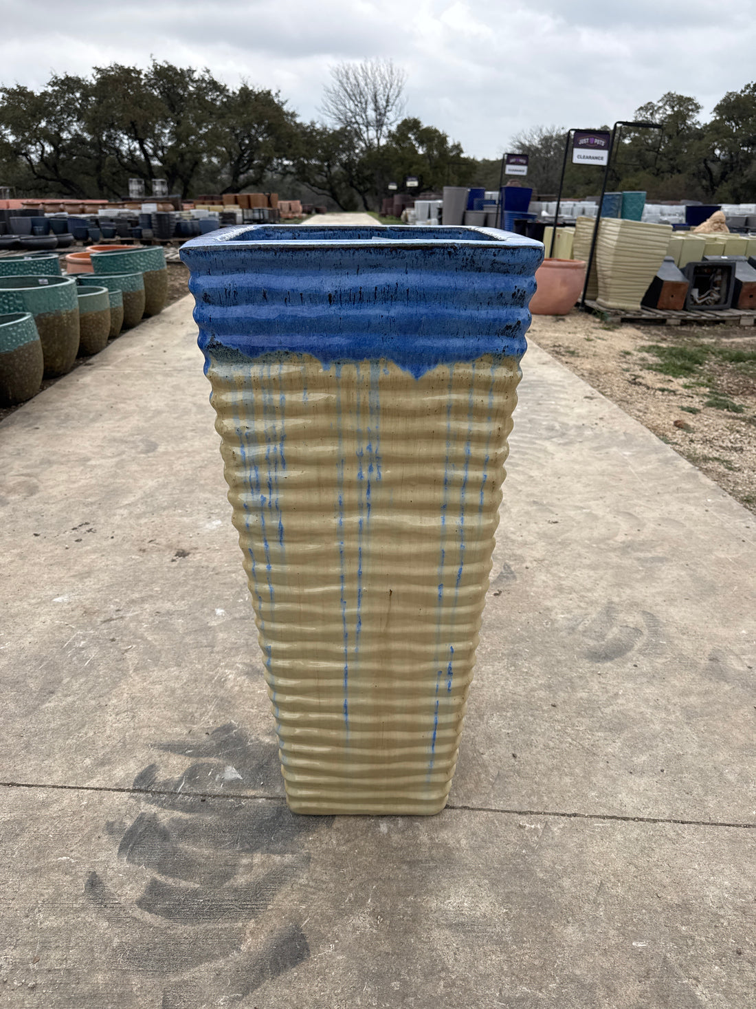 Tapered Square Rippled Planter