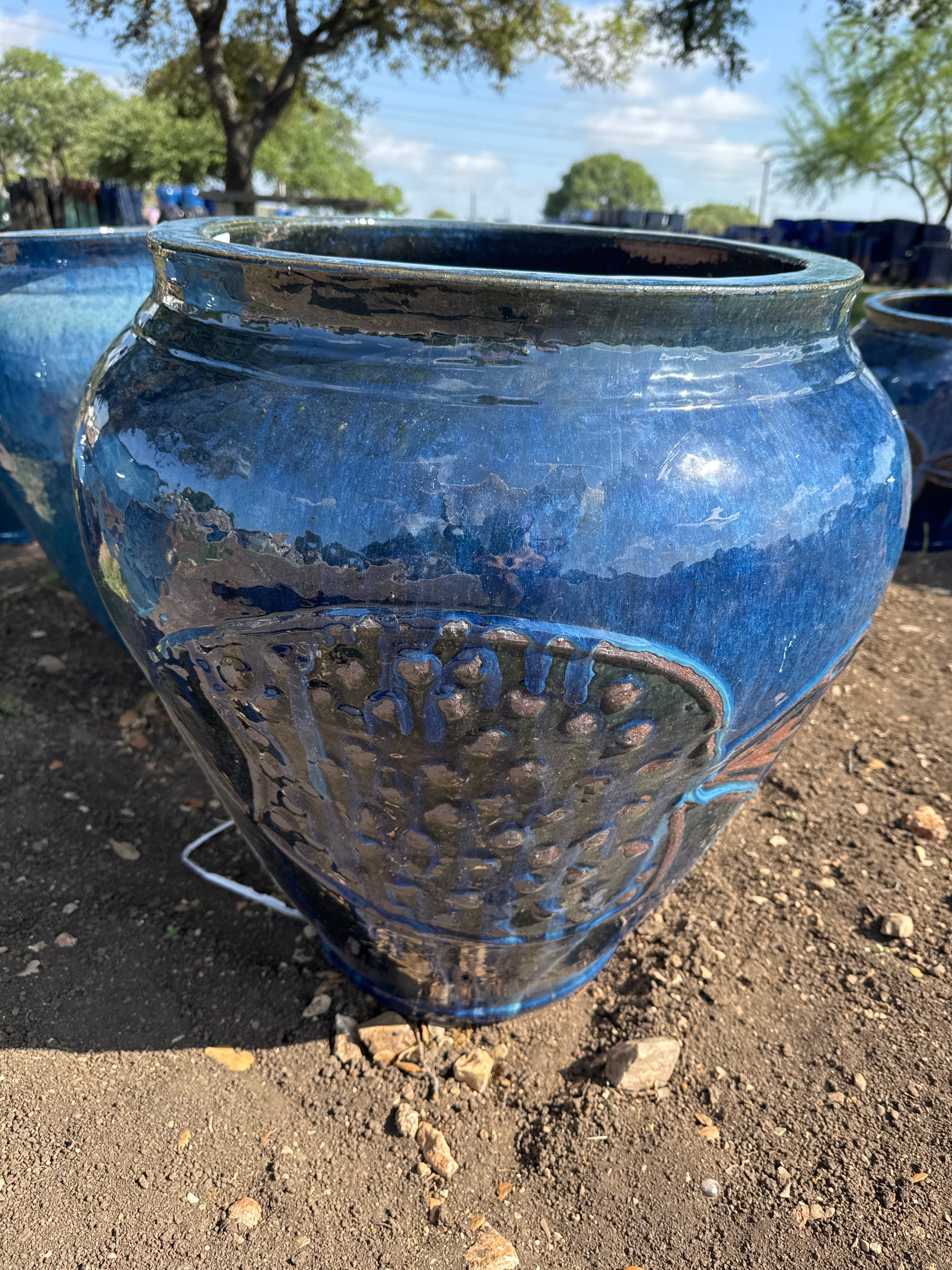 ceramic big flower pots Aqua Blue Big Fish Planter