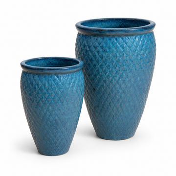 Dotted Blue Prism Planter with Rim