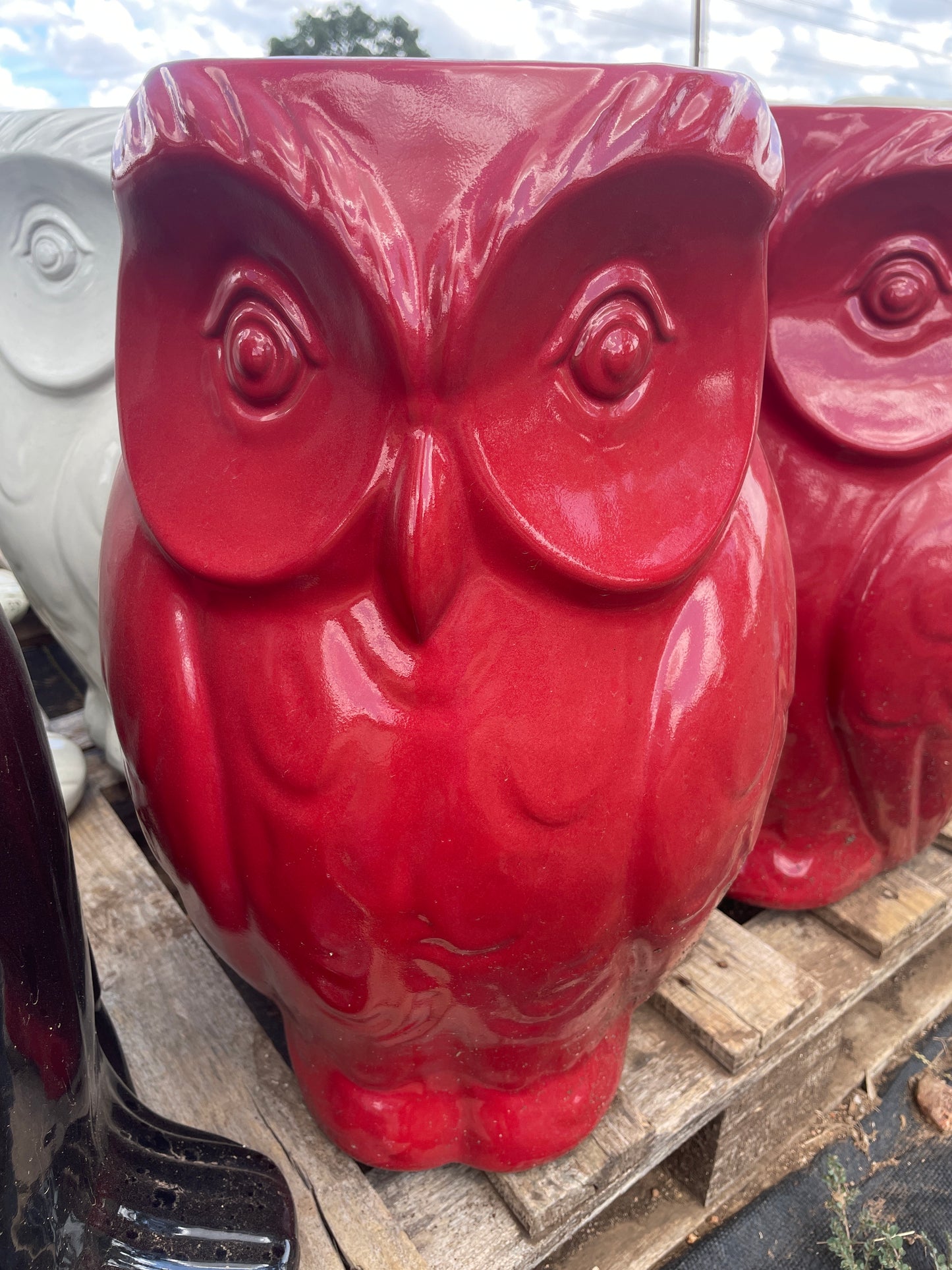 Red Wise Owl Planter 18"