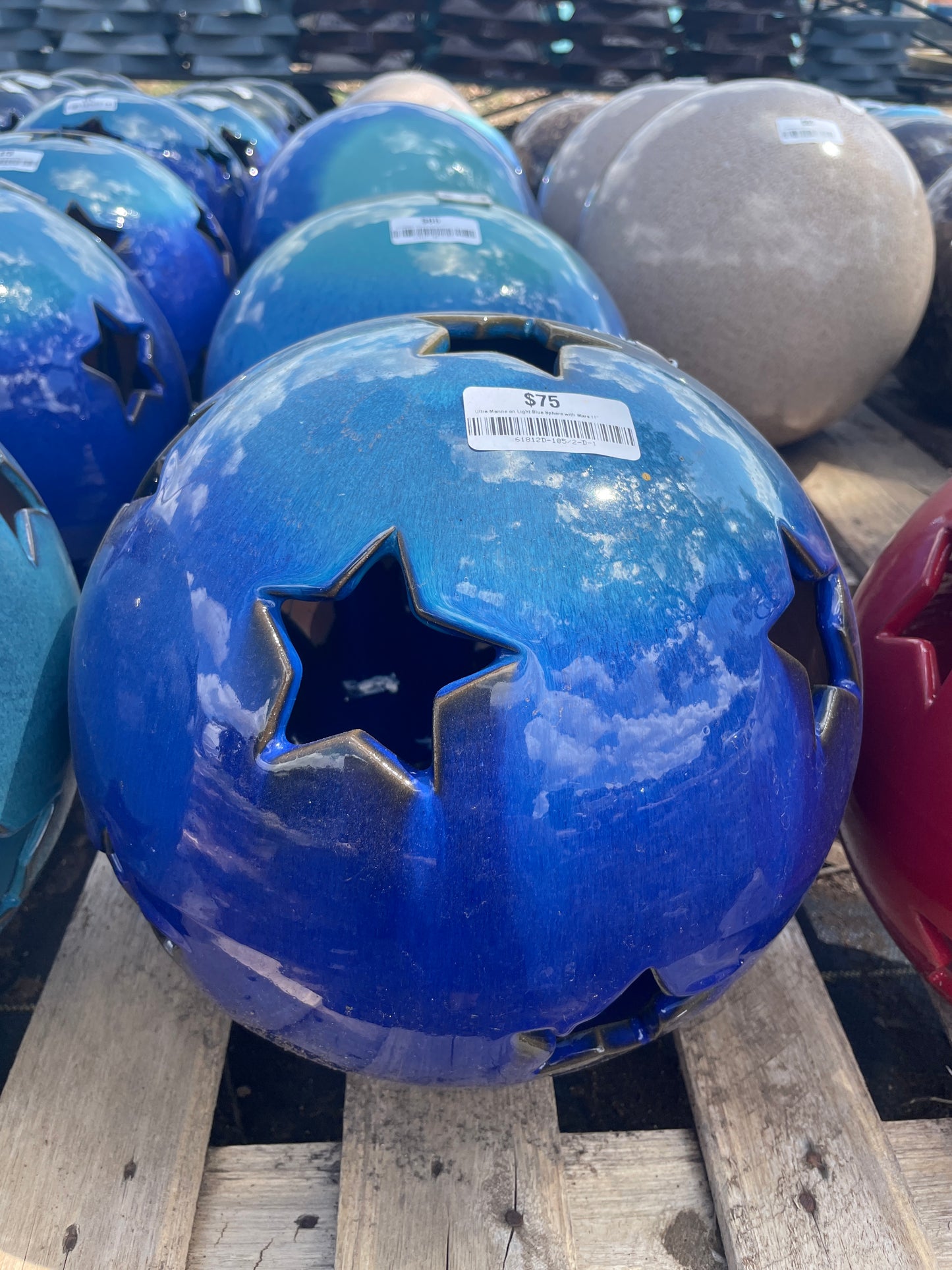 Ultra Marine on Light Blue Sphere with Stars 11"