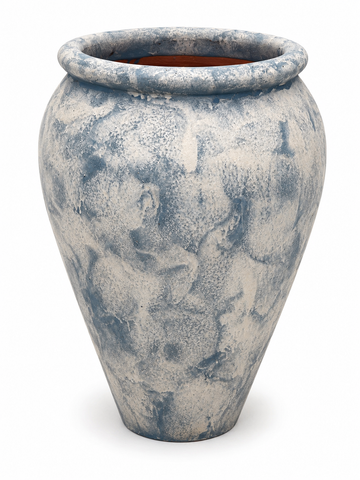 Washed White Blue Jar w/Rim