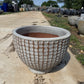 Rustic White Round Dimpled Planter w Base
