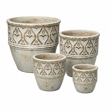Rustic White Ribbed and Lipped Planter