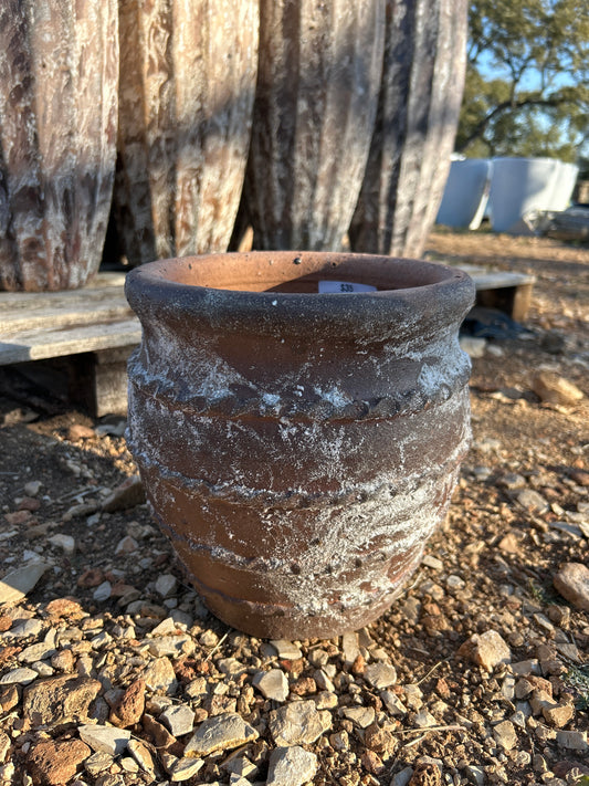 Snow Brown Banded Planter 10"