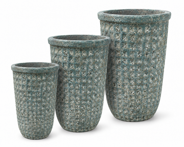 Snow Green Dimpled and Lipped Cylinder Planter