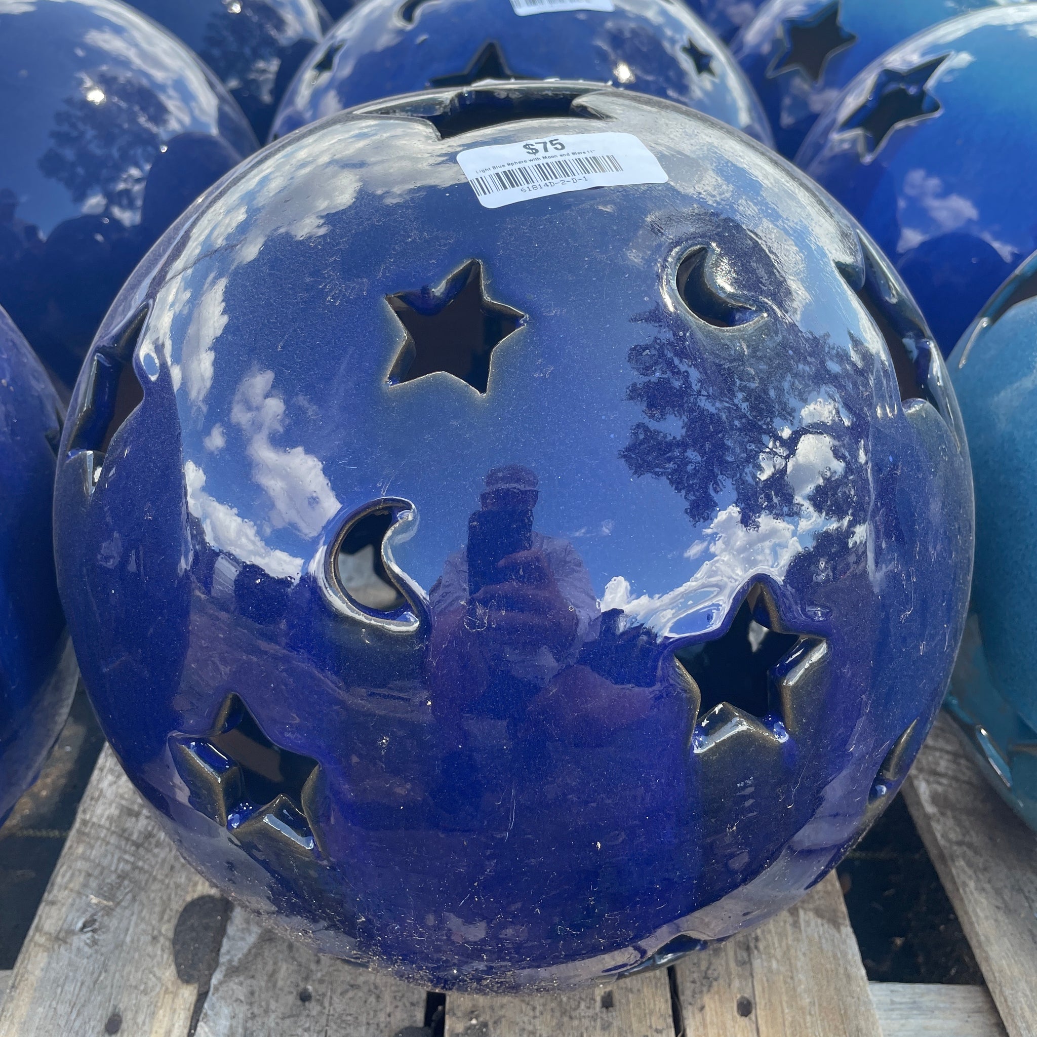 Light Blue Sphere with Moon and Stars