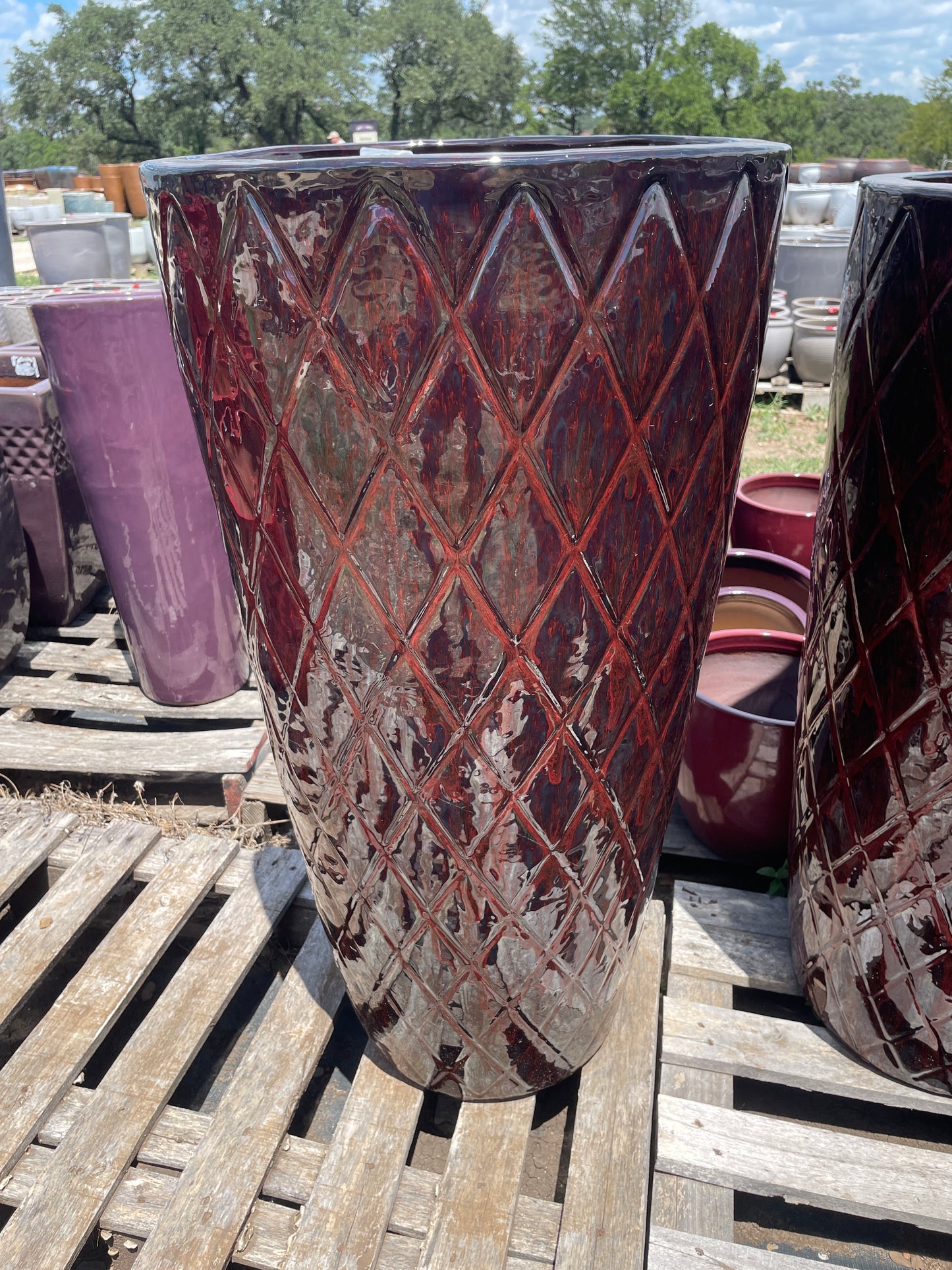 Red Wine Large Diamond Planter 36"