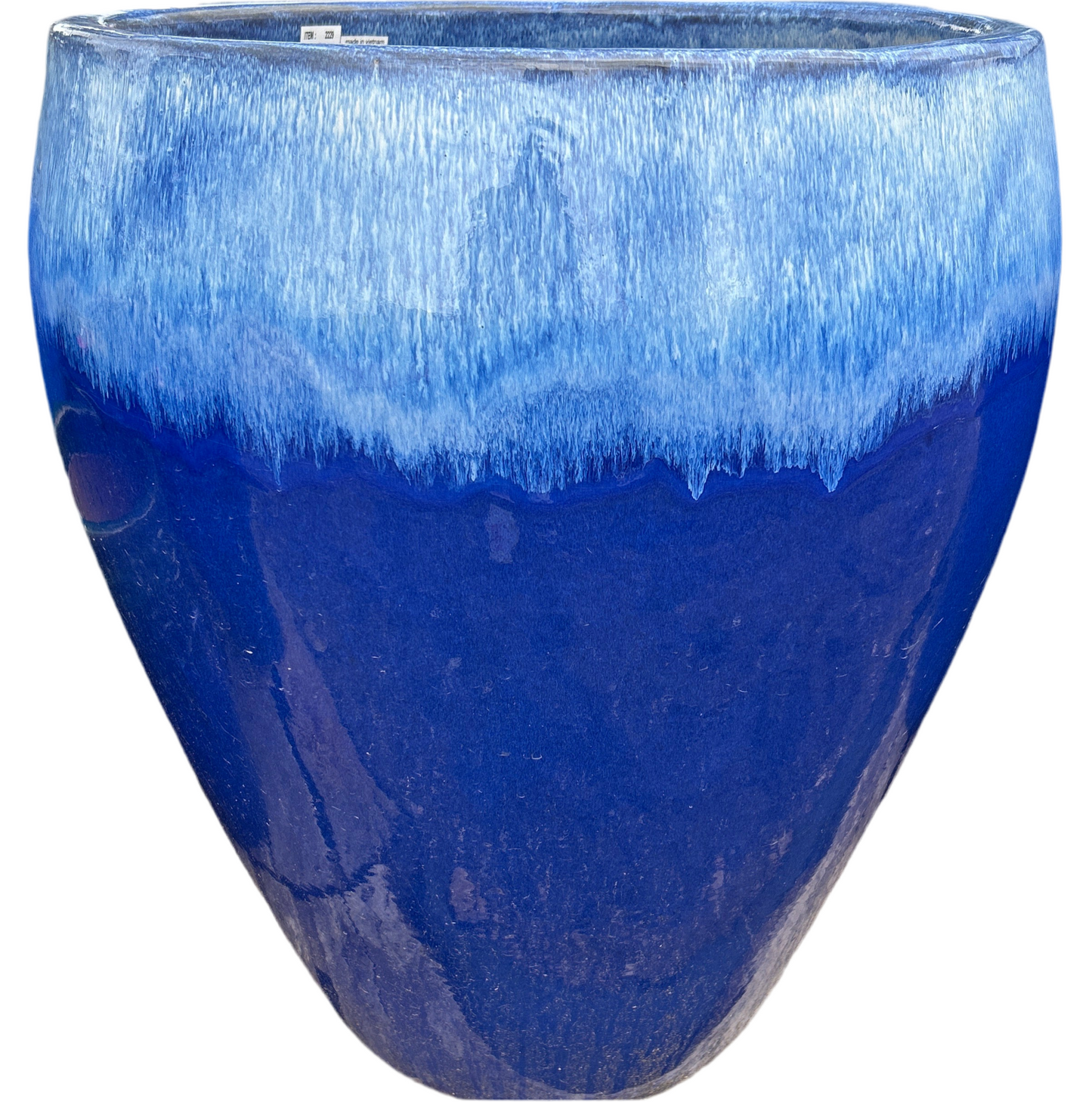 Falling Blue on Light Blue Bowed Smooth Planter 24"