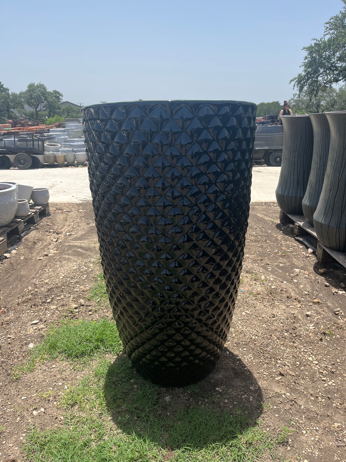 Glossy Black Diamond Prism Planter