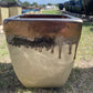 Light Gold on Yellow Cream Smooth Bowed Square Planter 19"