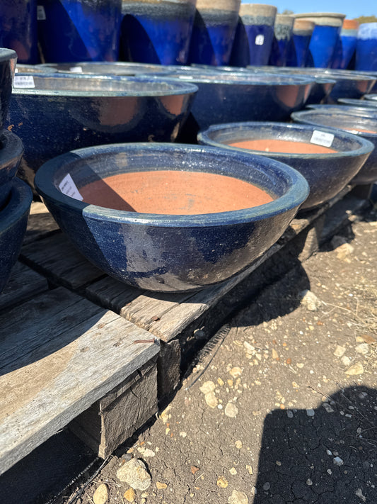 Rustic Dark Blue Bowl Planter 4"