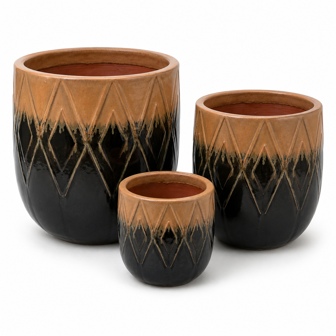 Diamond Decorated Round Planter