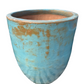 Rustic Light Blue Round Lipless Planter