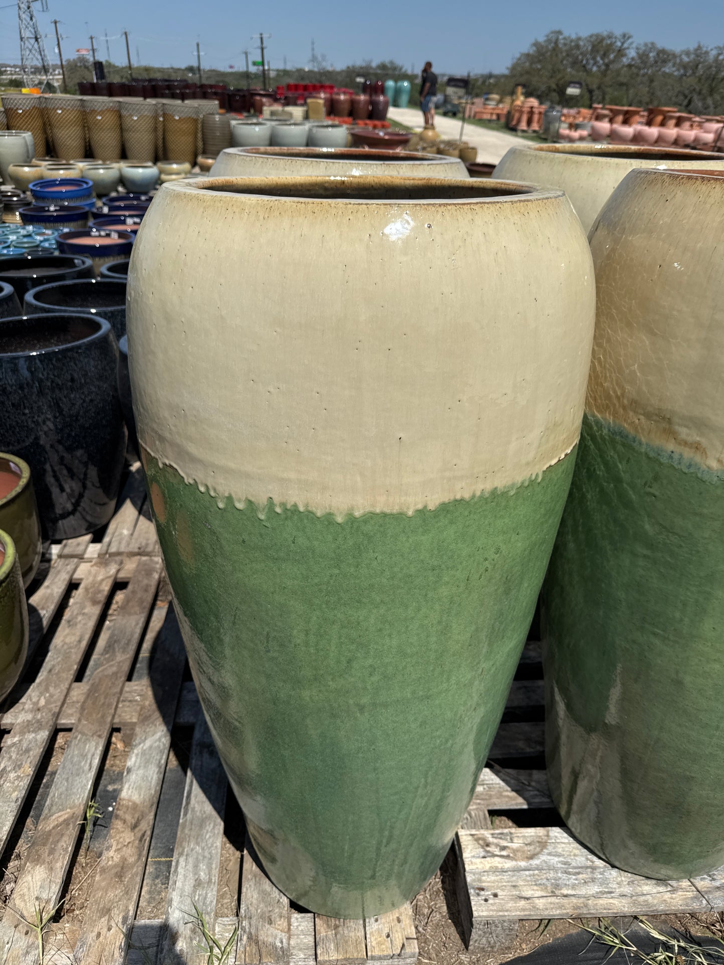 Cream on Green Avocado Marisol Jar Planter