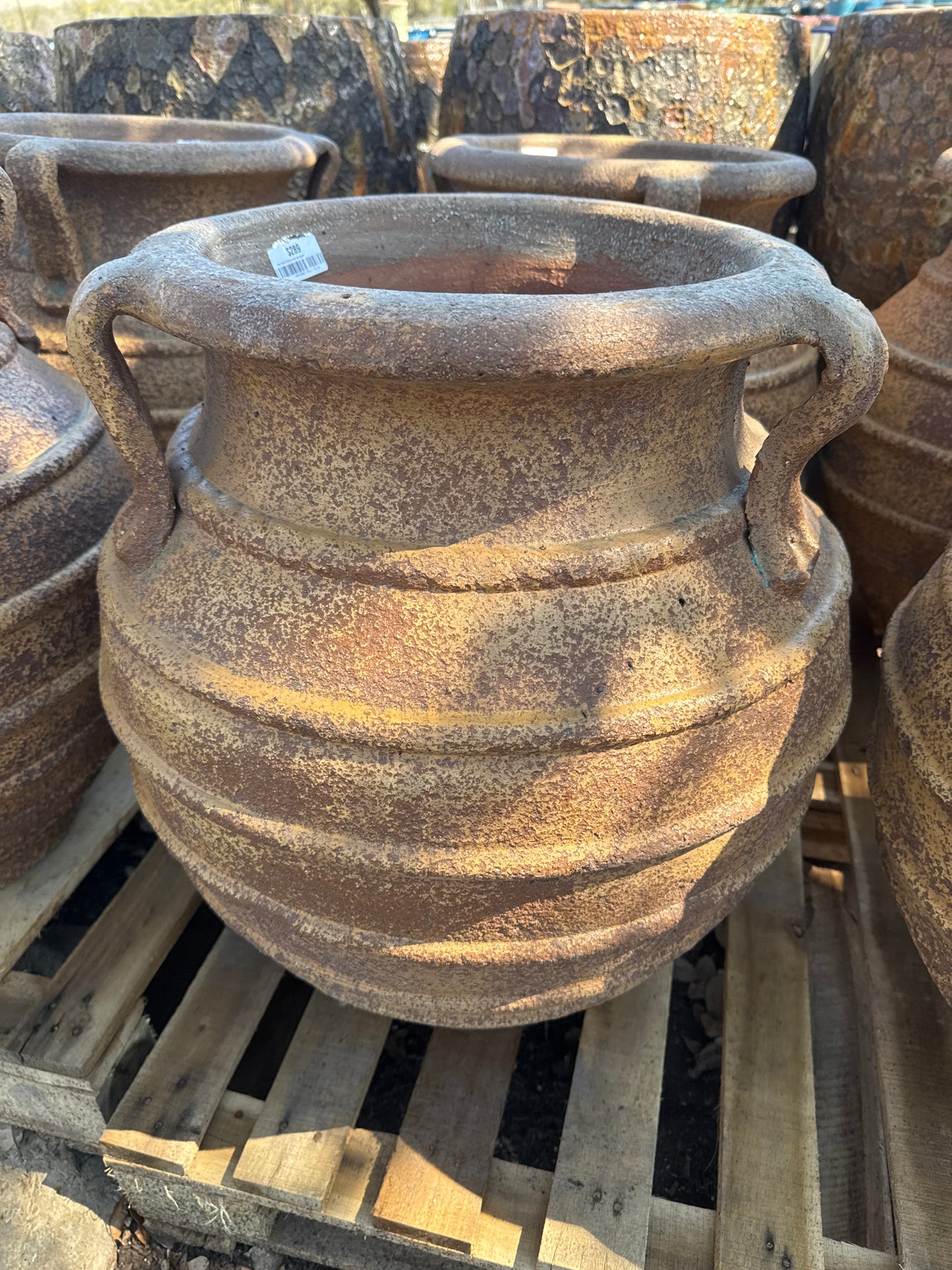 Raku Ribbed Spittoon with Handles 24"