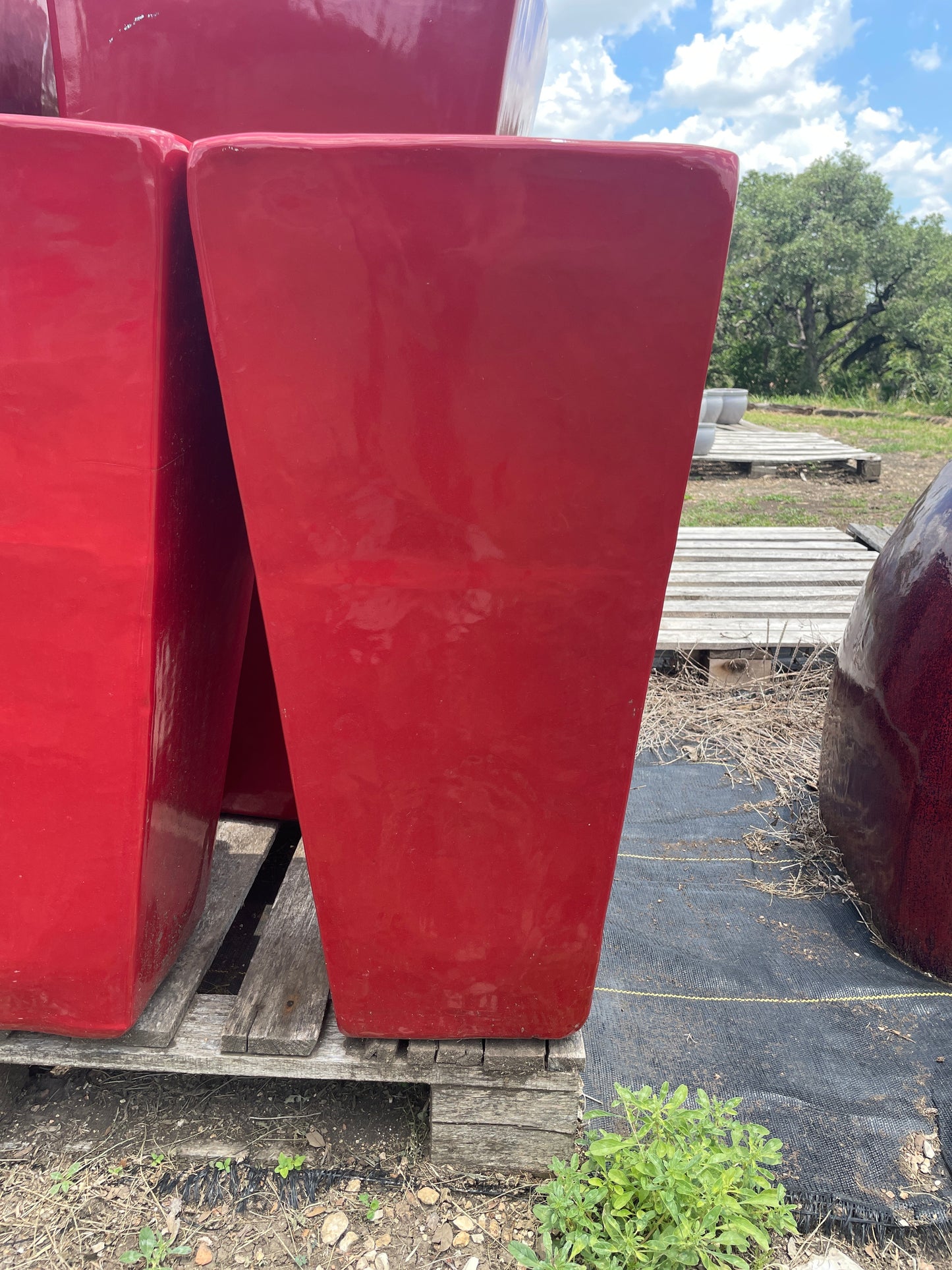 Red Tapered Square Smooth Planter 26"