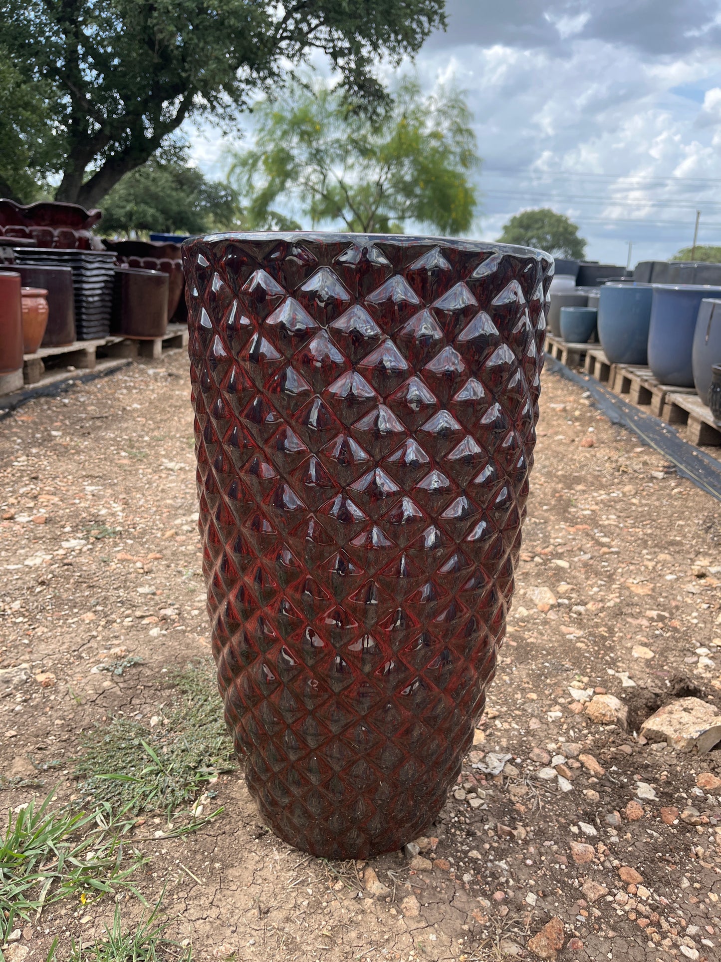 Red Large Diamond Prism Planter 23"